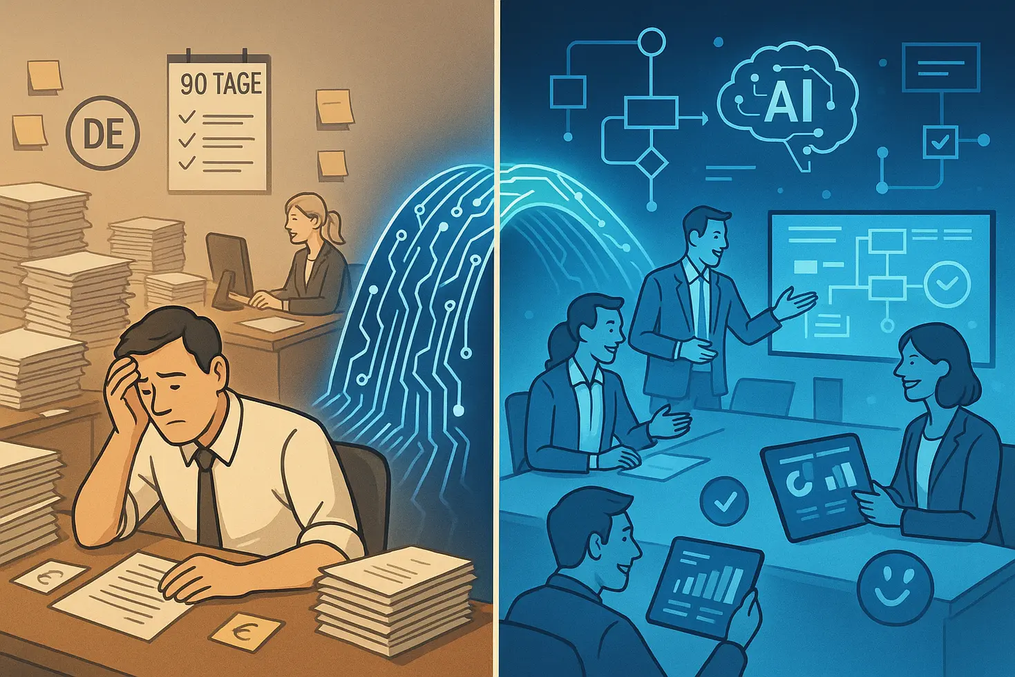 KI-Automatisierung KMU 2025: 7 rentable Prozesse mit 90-Tage-Plan